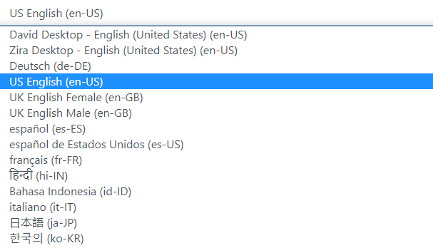 Select Language and Gender